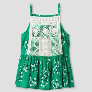 floral gauze peplum tank